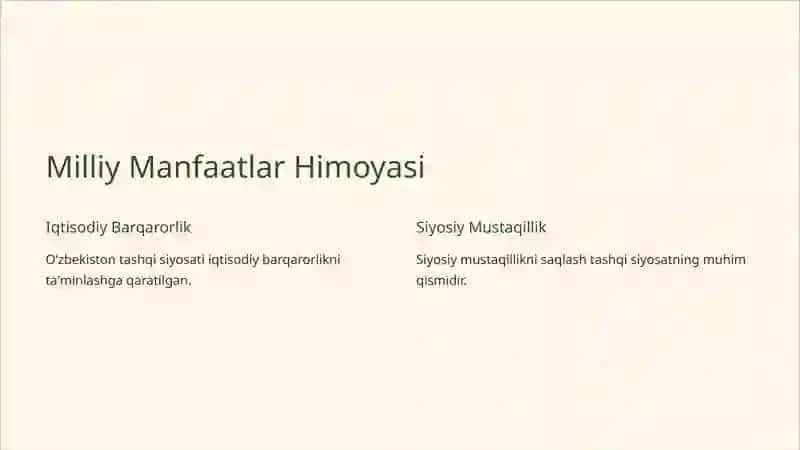 O‘zbekiston tashqi siyosati: Maqsadlar, prinsiplar va vazifalar 3
