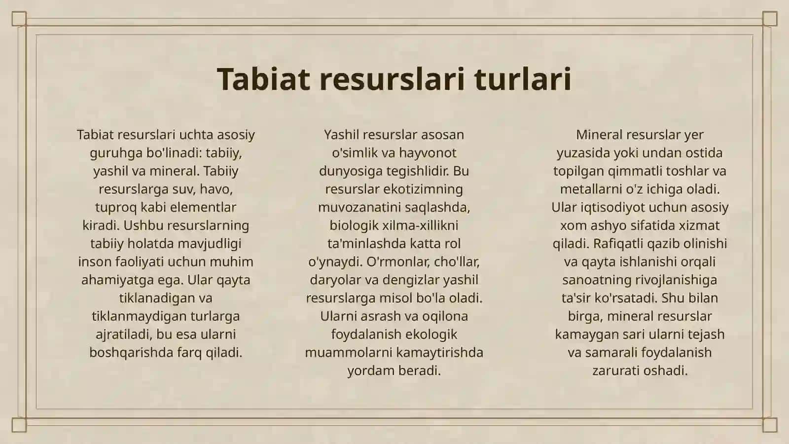 TABIATDAN FOYDALANISHNING UMUMIQTISODIY QONUNLARI VA NAMUNALARI 3