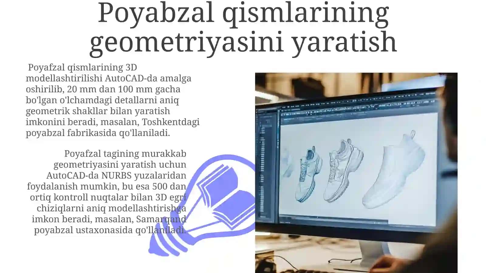 Poyafzal qismlarining 2D va 3D modellashtirish 3