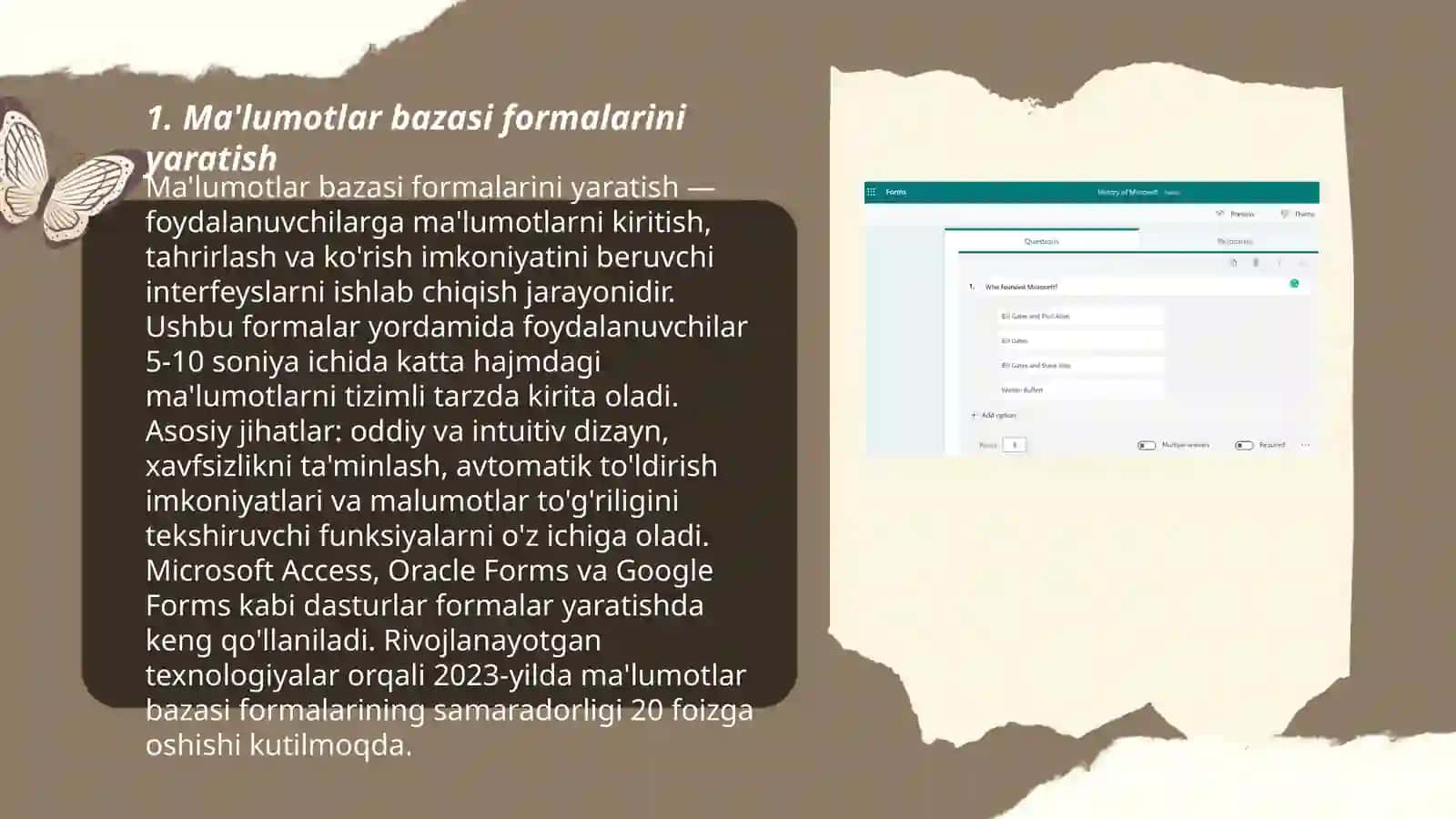 Ma'lumotlar bazasi formalarini yaratish 3