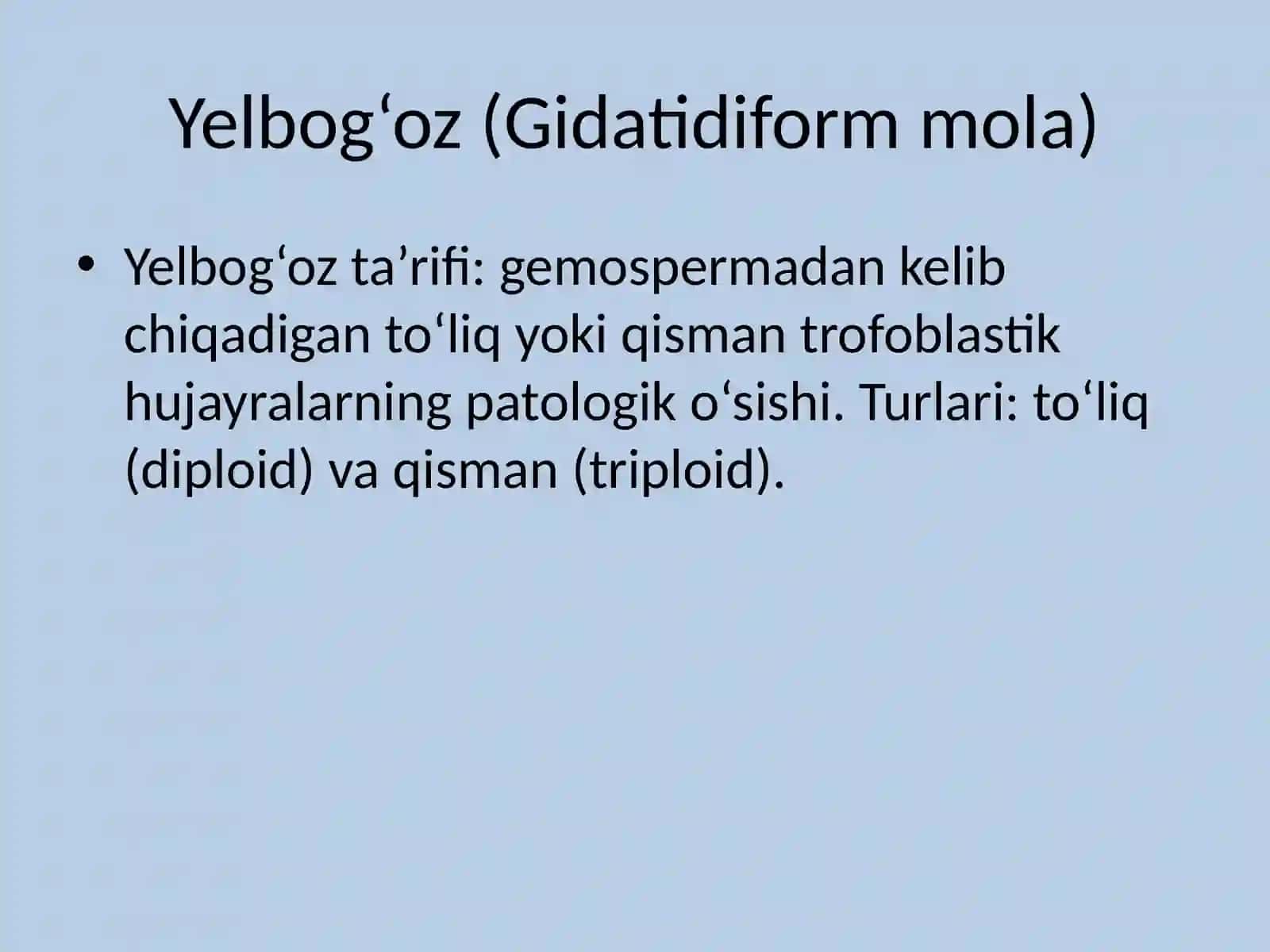 Trofoblatik kasalliklar. Yelbogoz, xorinoepitelinoma, Etiopatogenez, klinikasi tashxislash tekshirish usullari 3