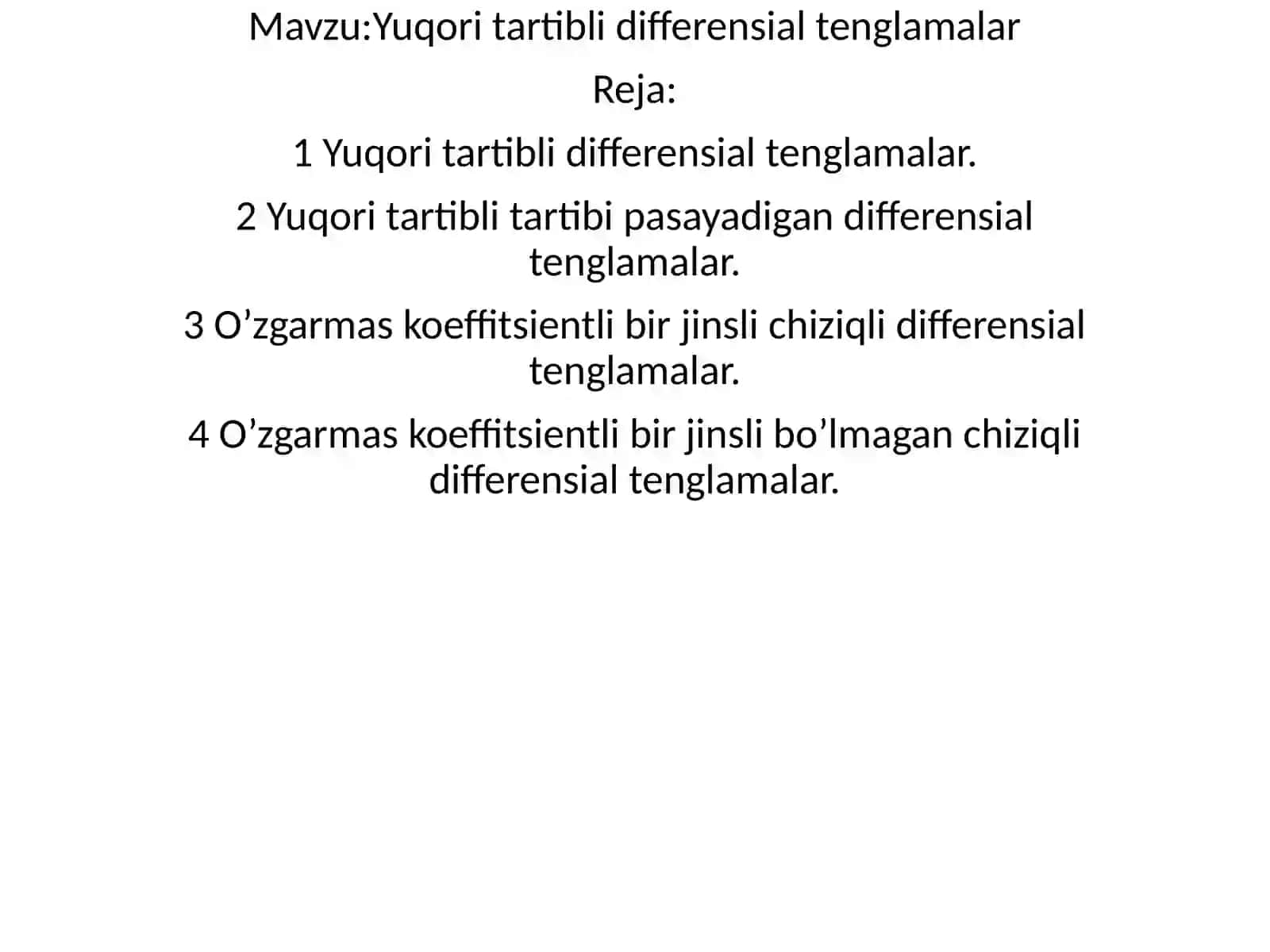 Yuqori tartiblidifferensial tenglamalar 3