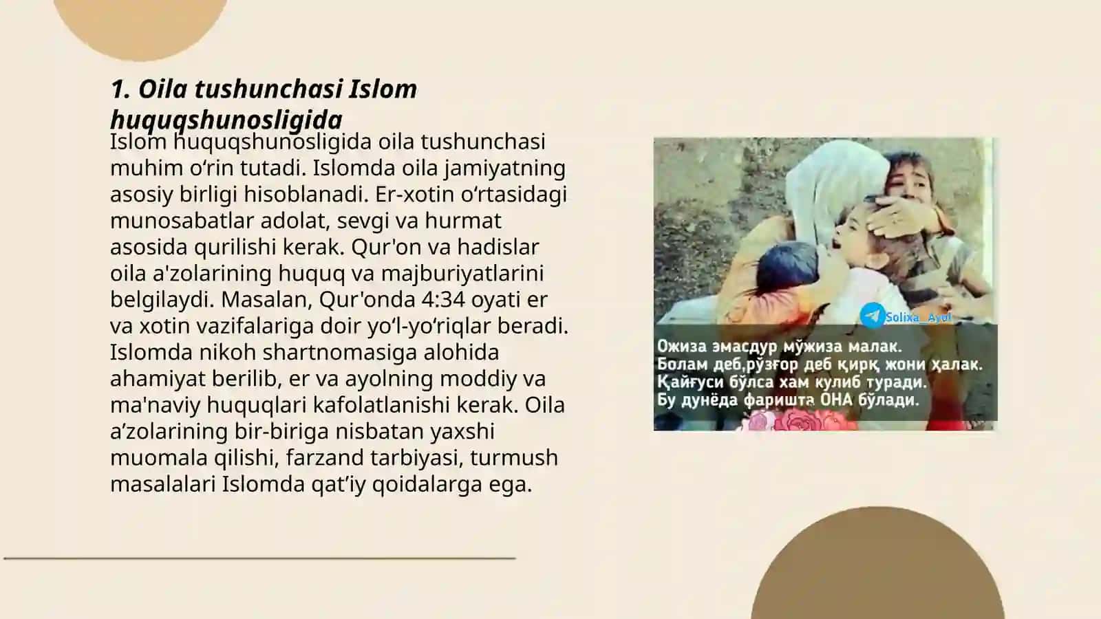 Islom huquqshunosligida oila,nikoh,taloq,idda,zihor tushunchalarini ta‘riflash va taqdimot tayyorlash 3