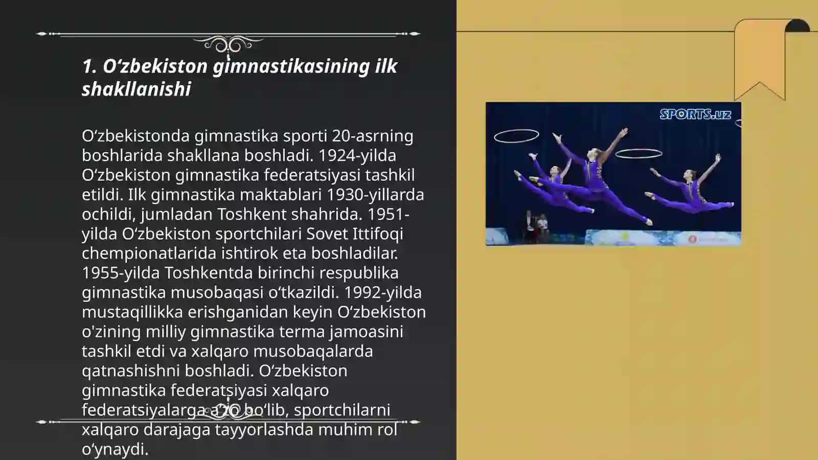 O'zbekiston gimnastikasining rivojlanish tarixi 3