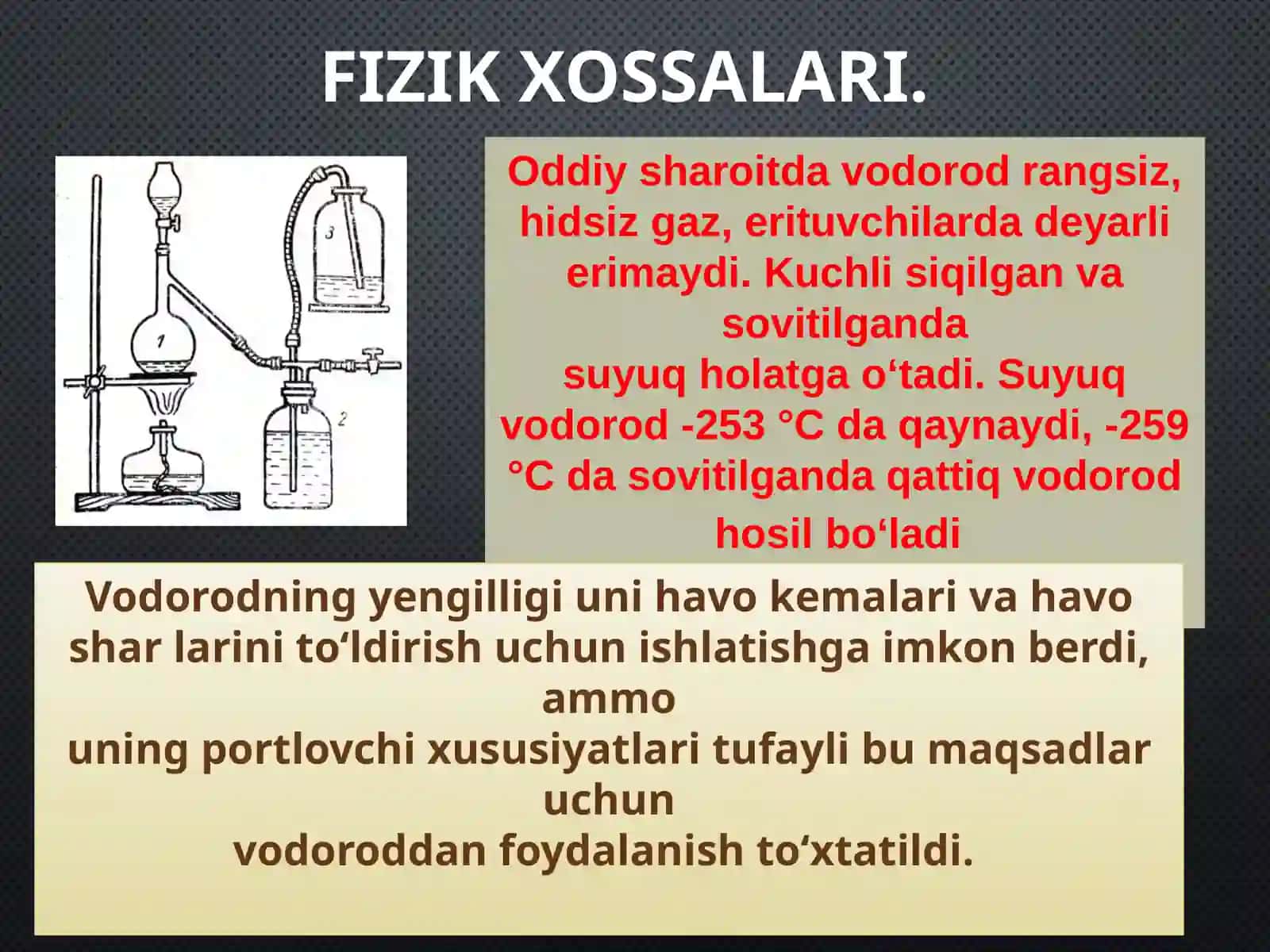 vodorodning xossalari va ishlatilishi 7 -sinf kimyo 3