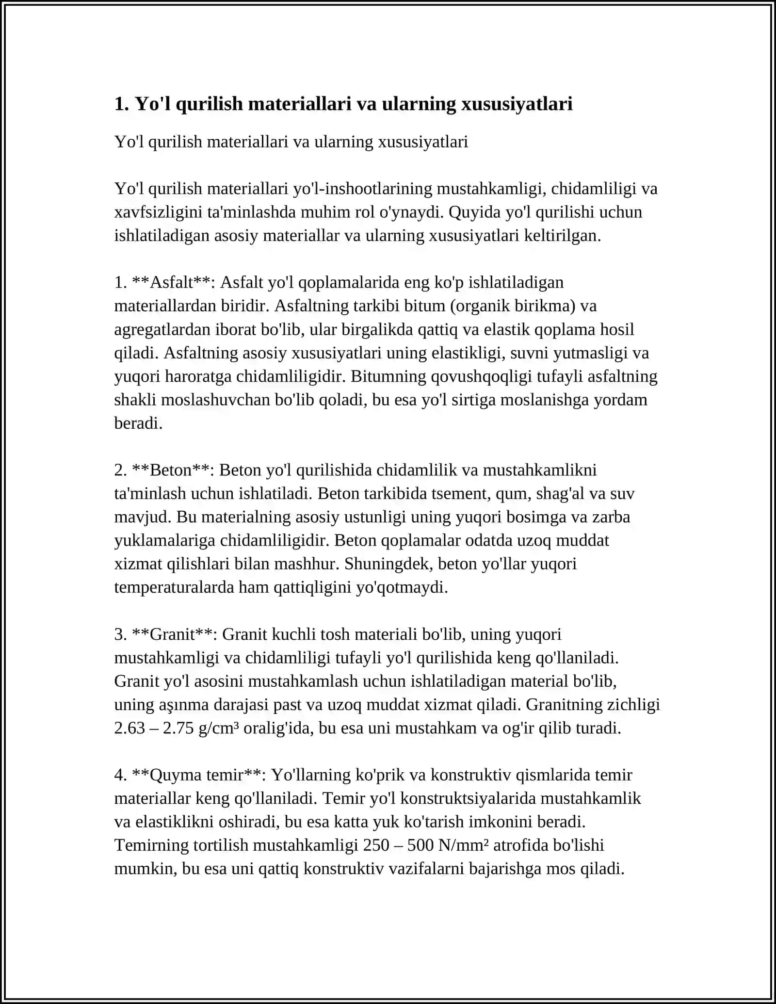 Yo'l qurilish materiallari va ularning xususiyatlari 3