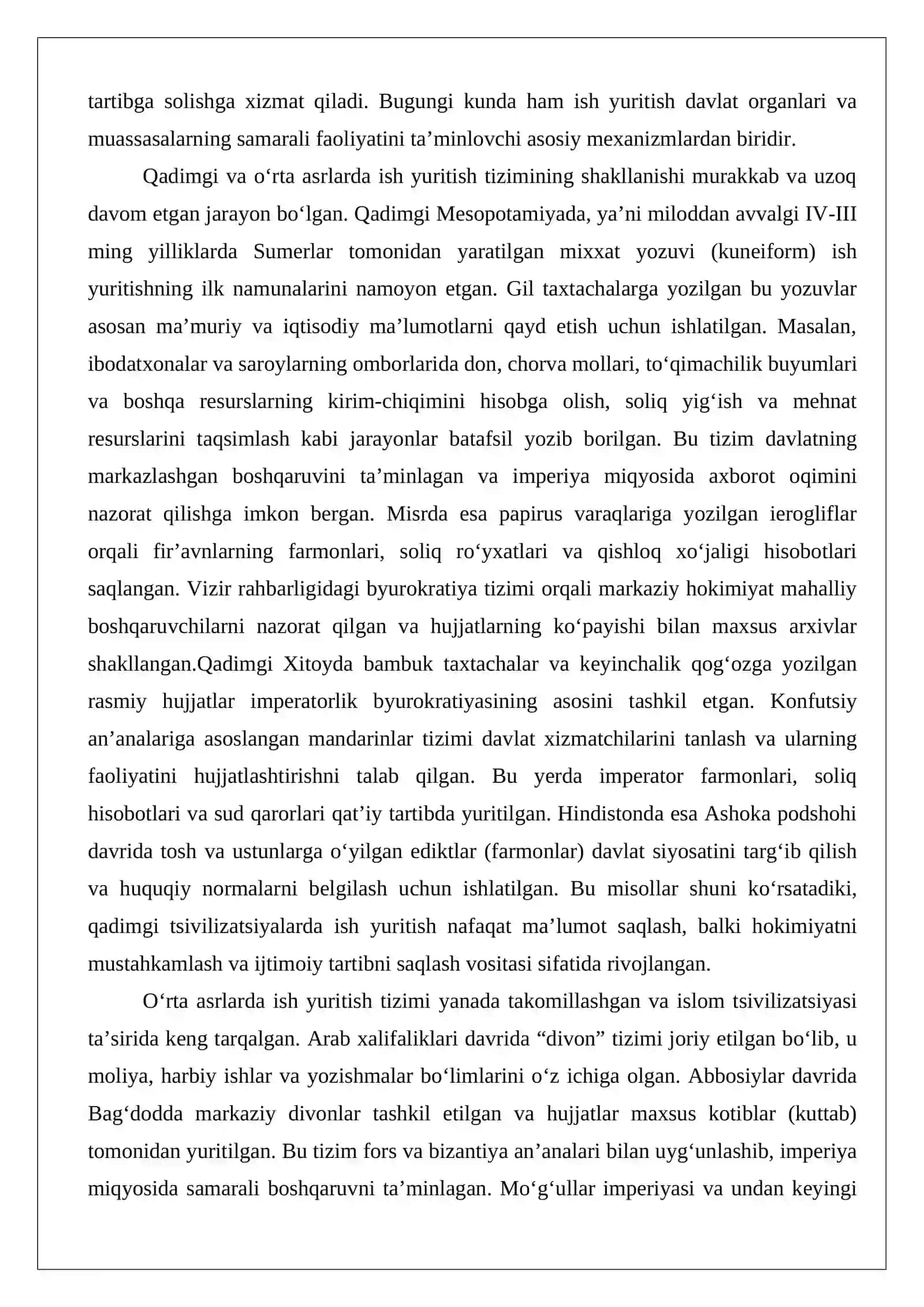 Ish yuritishning huquqiy asoslari, tili va usullariga oid tahliliy material tayyorlash 3