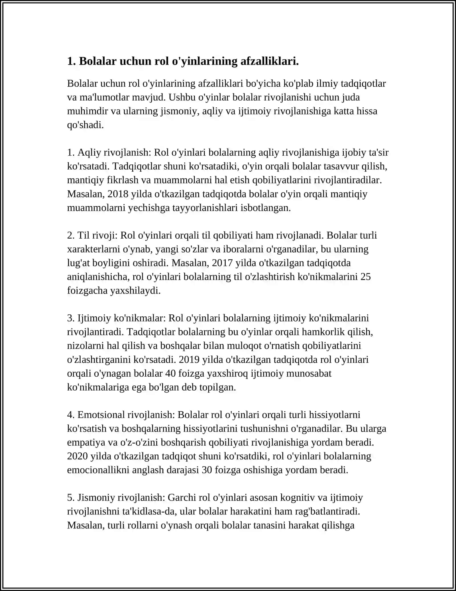 MAKTABGACHA TARBIYA YOSHIDA ROLLI O'YINLAR 3