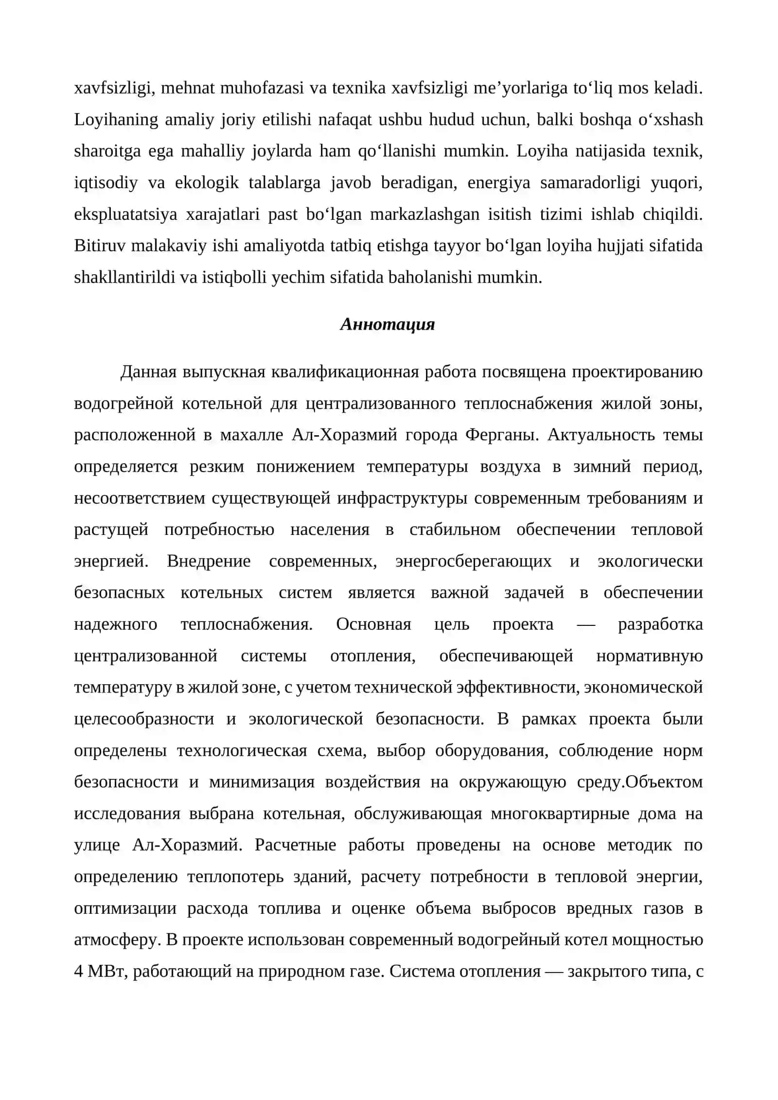 Yashash hududini isitish uchun suv isitish qozonxonasini loyihalash 3