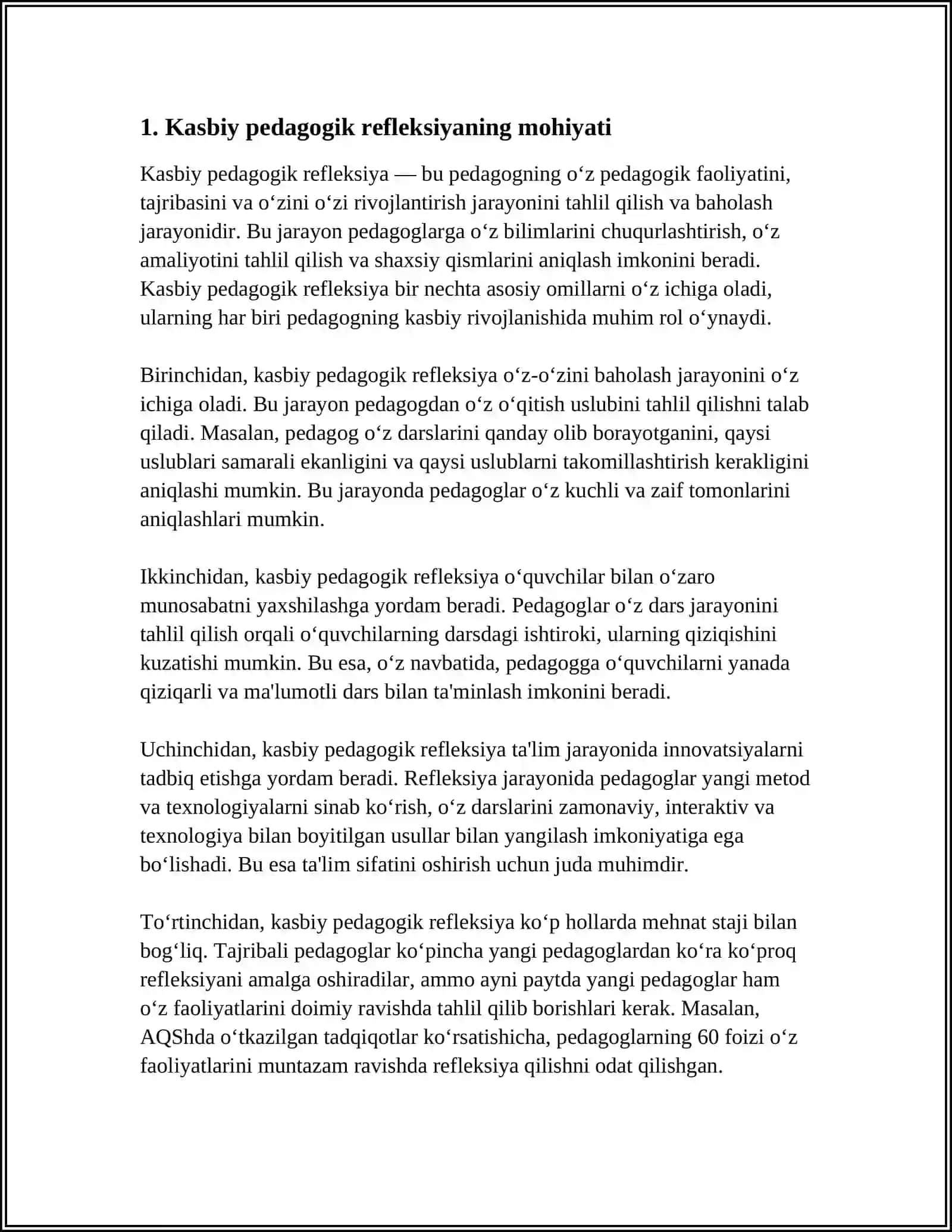 OʻQITUVCHINING KASBIY PEDAGOGIK REFLEKSIYA 3