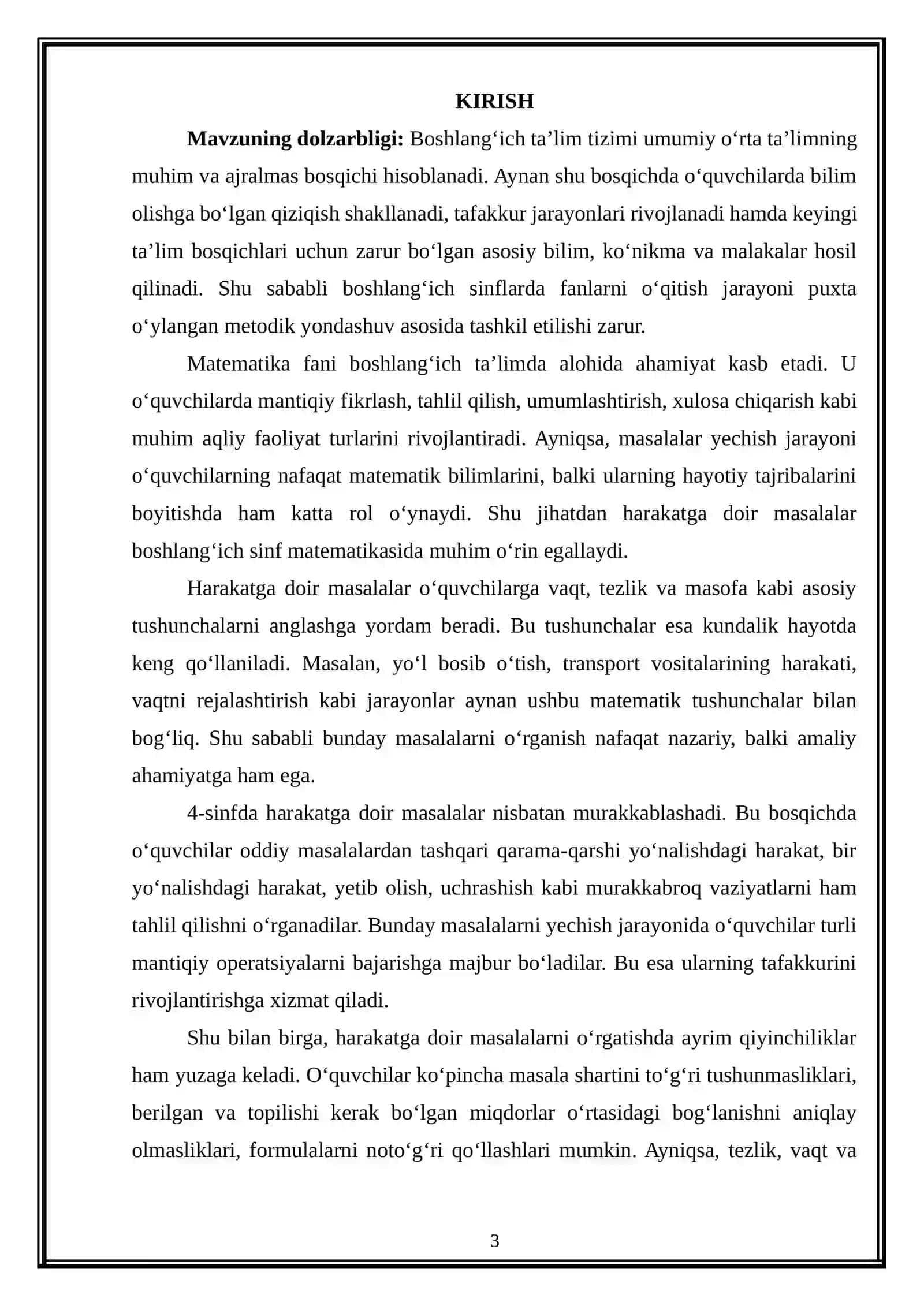4-sinfda harakatga doir masalalarni yechishga o‘rgatish 3