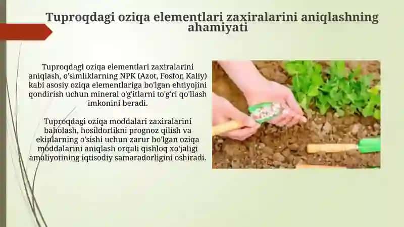 Tuproqdagi oziqa elementlari zaxiralarinihisoblash 3