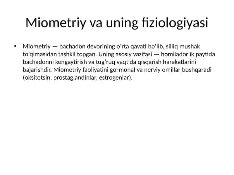 Miometriyga ta’sir etuvchi vositalar. Narkoz vositalari 3