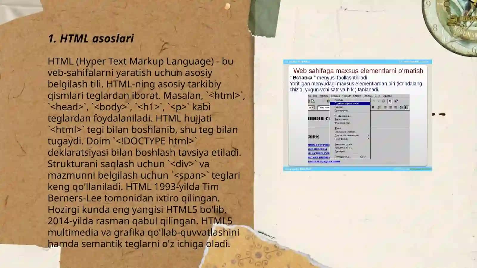Web sahifa yaratish. HTML fayllar yaratish 3