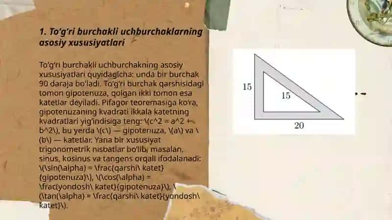 Toʻgʻri burchakli uchburchak yasash 3
