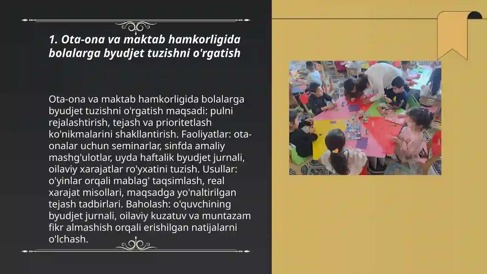 Ota-ona va maktab hamkorligida bolalarga byudjet tuzishni o'rgatish 3