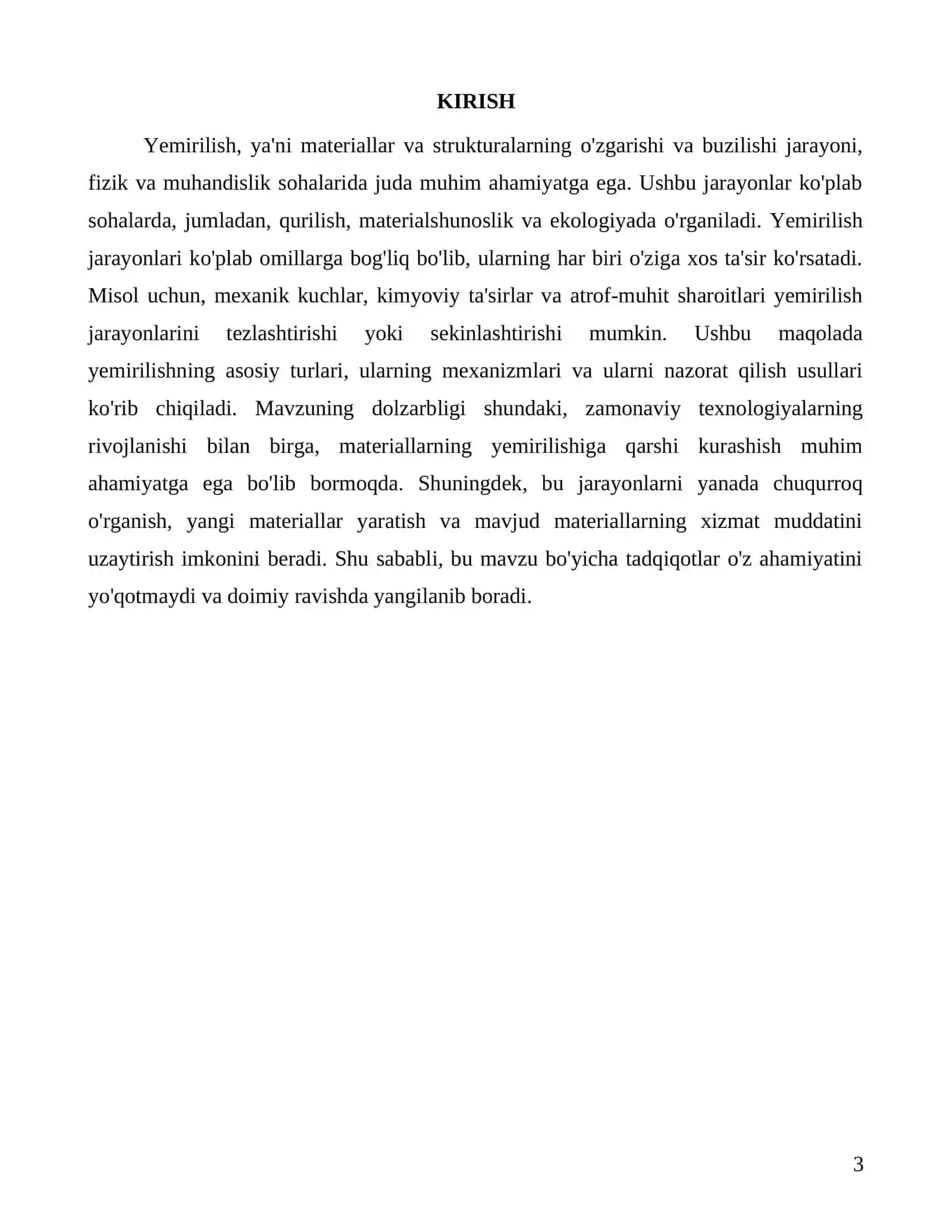 Yemirilish va uning turlarini o'rganish: Fizik nuqtai nazar 3