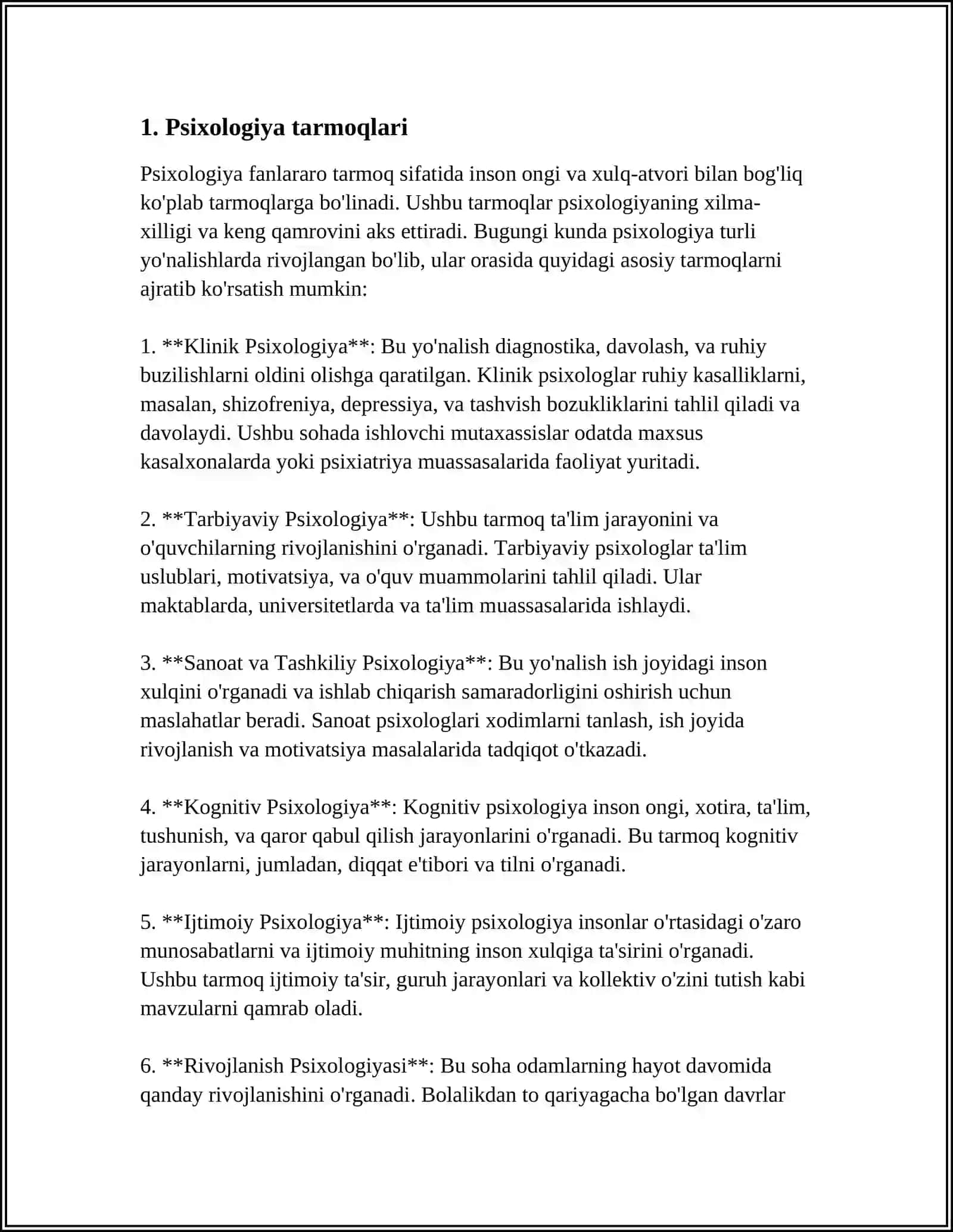 PSIXOLOGIYA TARMOQLARI VA PSIXOLOGNING KASBIY FAOLIYATI 3