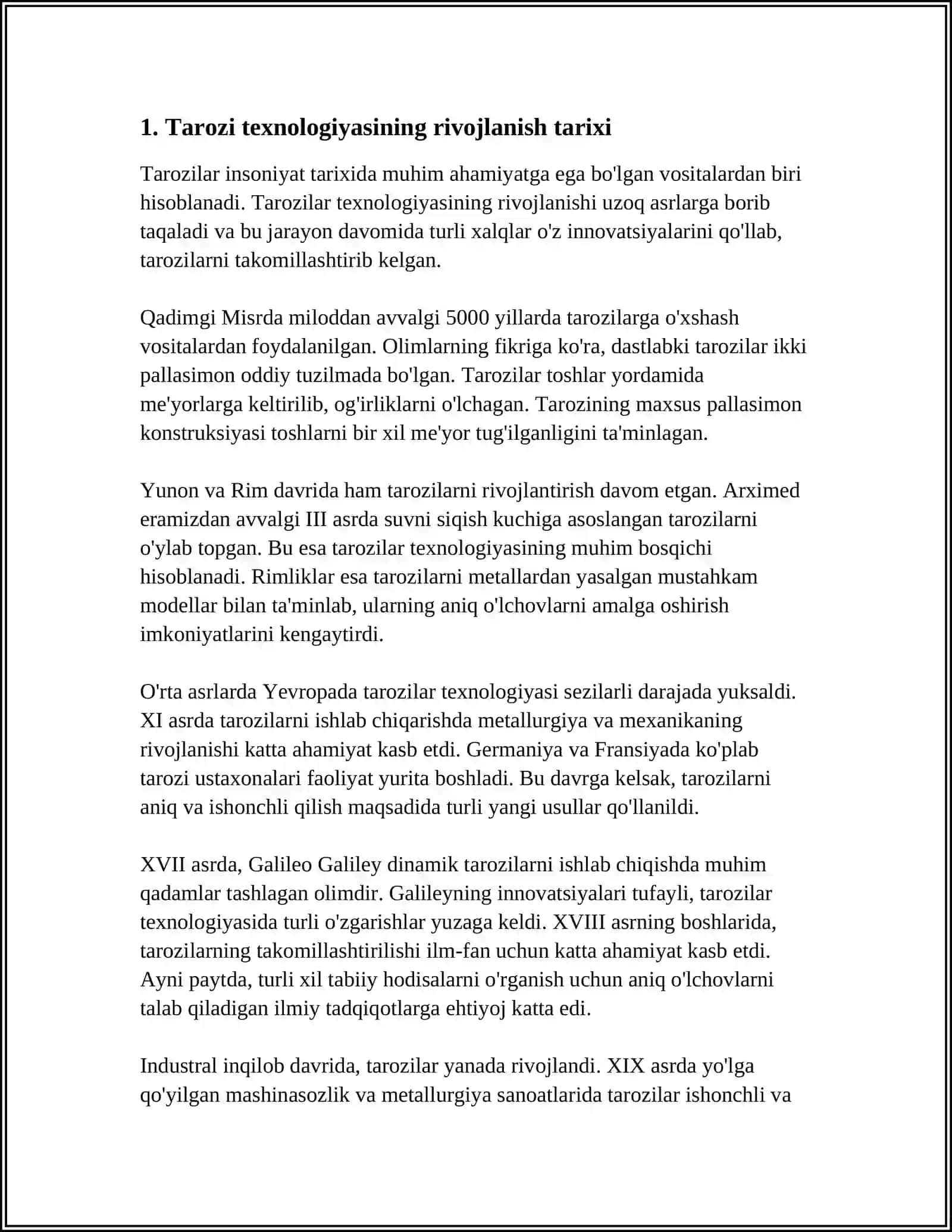TAROZI TEXNOLOGIYASI.ZAMONAVIY TORTISH VA DOZALASH USKUNALARI, UNING TASNIFI VA ASOSIY TEXNIK XUSUSIYATLAR.DEFORMATSIYA OʻLCHAGICHI 3