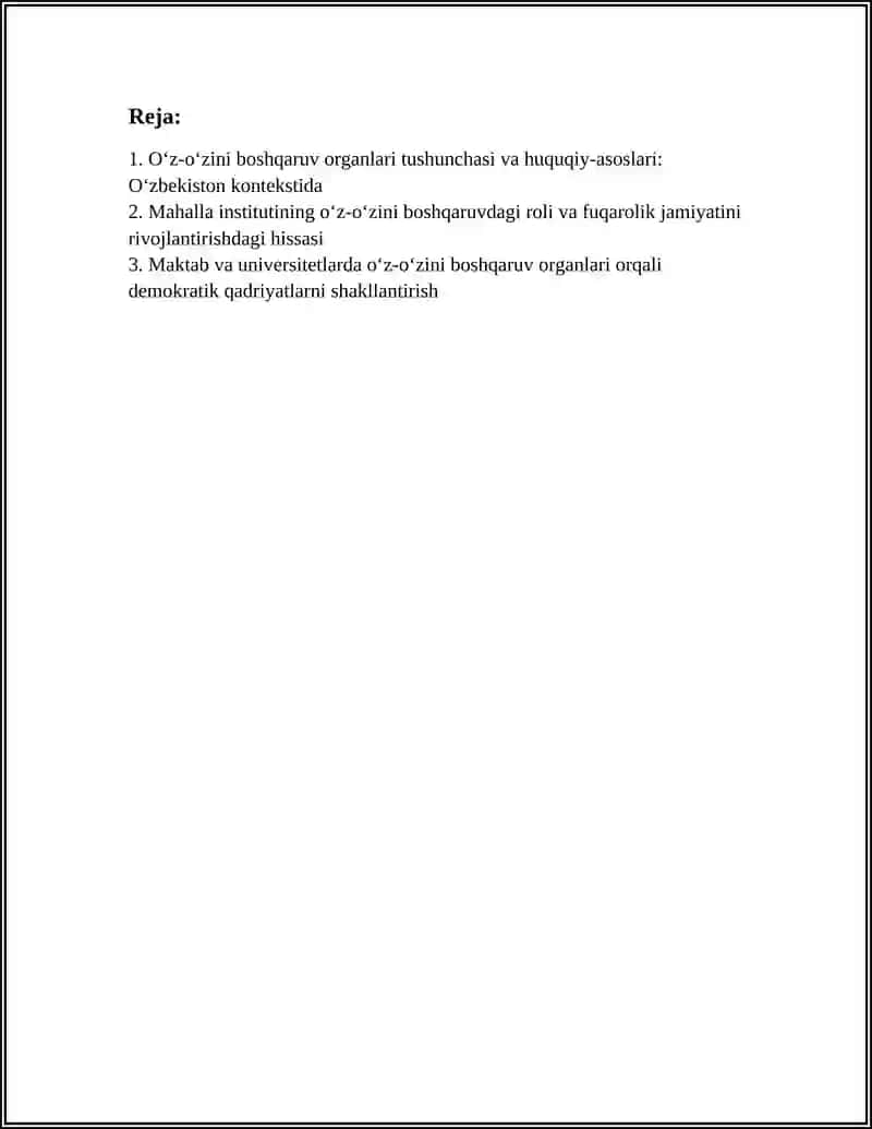 Oʻz-oʻzini boshqaruv organlari tushunchasi va huquqiy-asoslari: Oʻzbekiston kontekstida 3