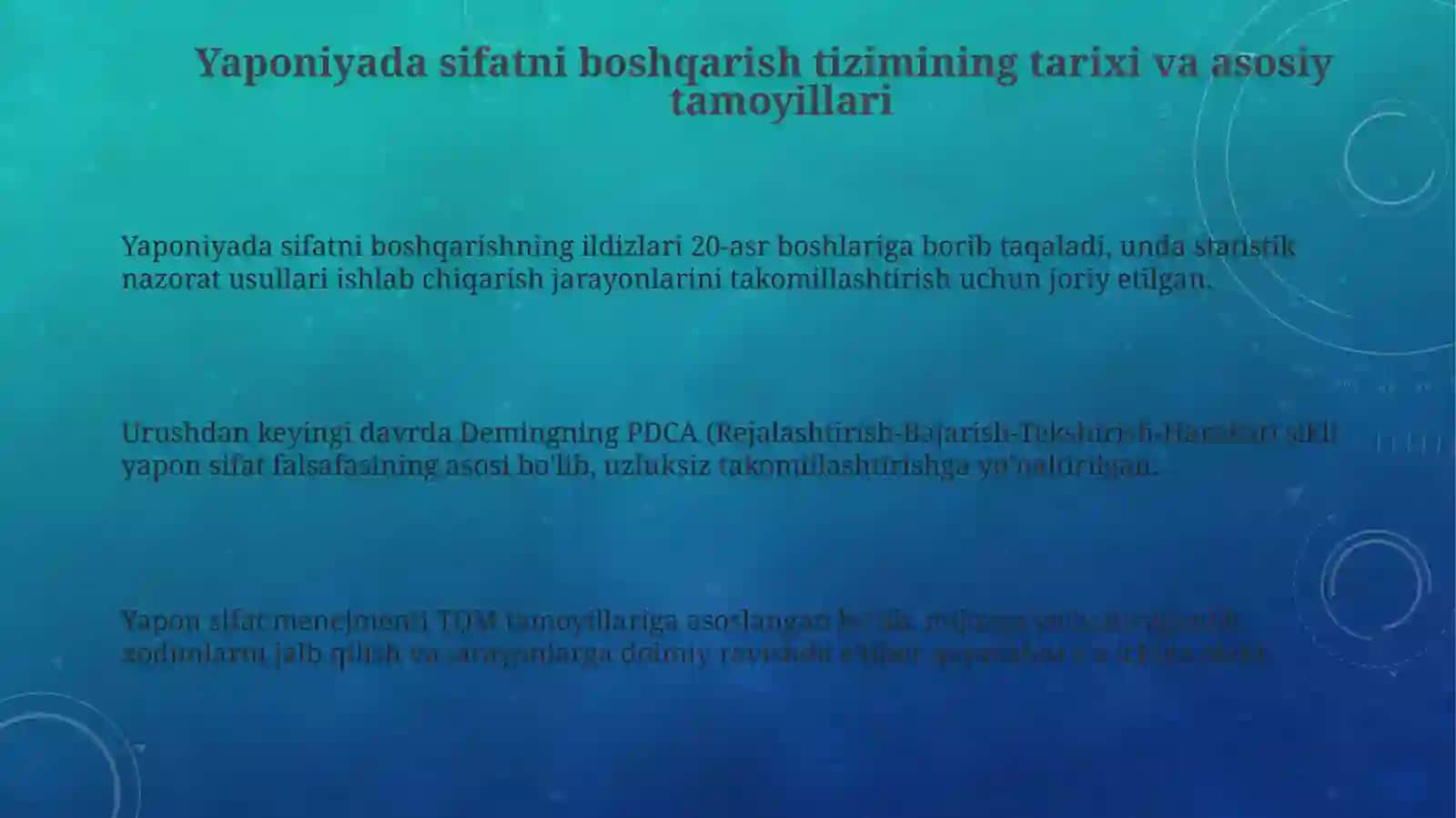 Yaponiyada sifatni boshqarish tizimi va ushbu tajribadan foydalanish imkoniyatlari 3