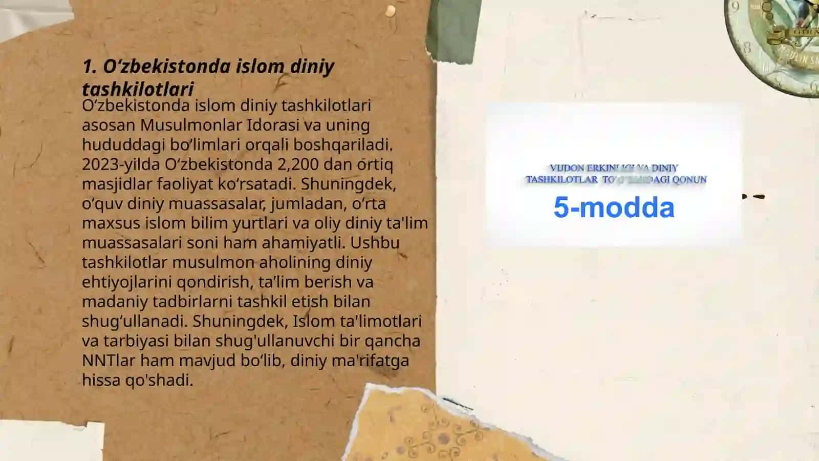 O’zbekistonda faoliyat yurituvchi diniy tashkilotlar. Xalqaro diniy tashkilotlar faoliyatining tarixi va ularning barqaror rivojlanish maqsadlariga erishishdagi ahamiyati 3