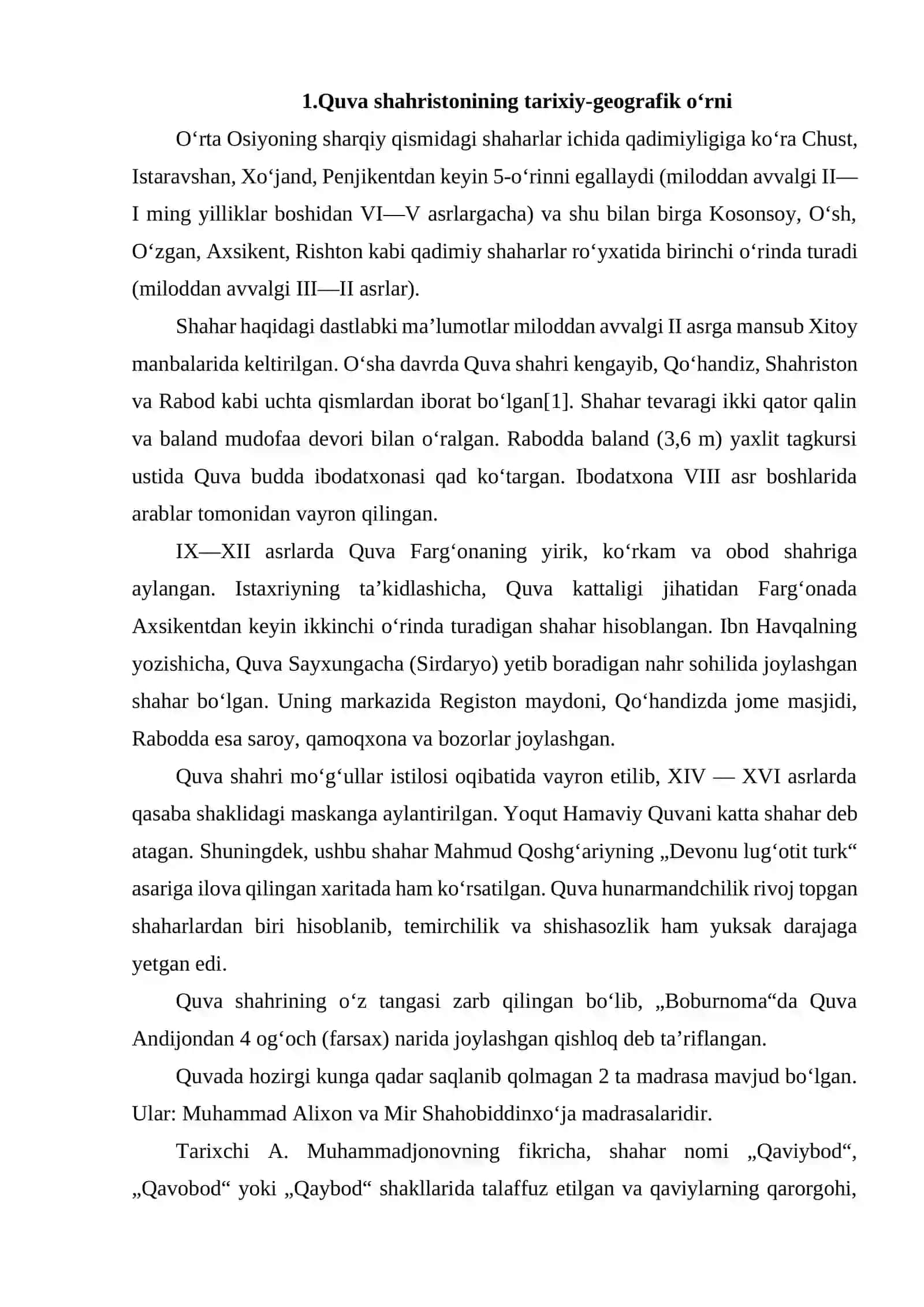 QUVA SHAHRISTONIDA OLIB BORILGAN ARXEOLOGIK TADQIQOTLAR 3