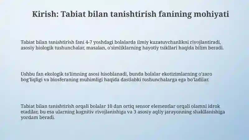 Tabiat bilan tanishtirish fani 3
