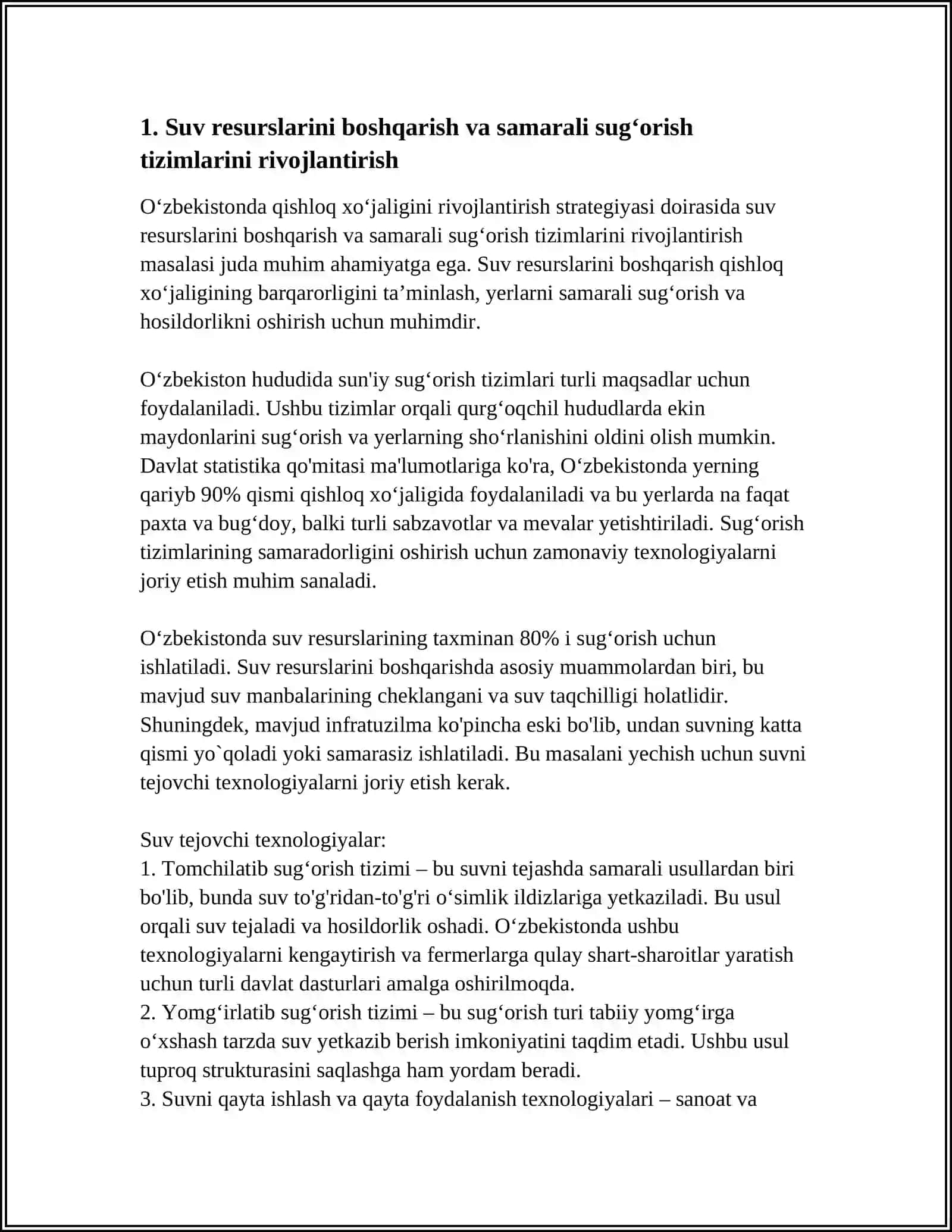 ÒZBEKISTONDA QISHLOQ XÒJALIGINI RIVOJLANTIRISH STRATEGIYASI 3