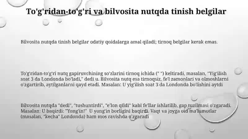 O'zlashtirma va ko'chirma gaplar 3