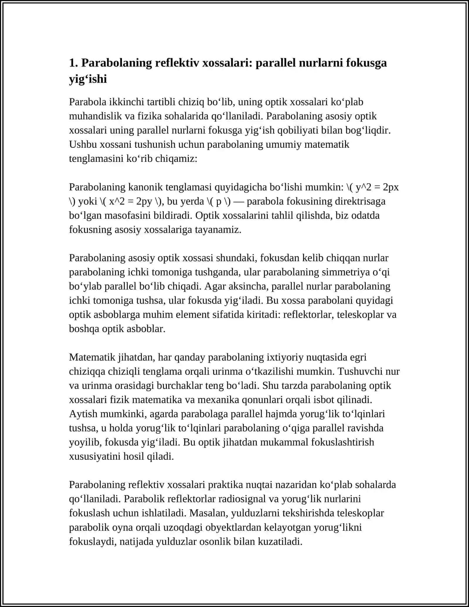 IKKINCHI TARTIBLI CHIZIQLARNING OPTIK XOSSALARI 3