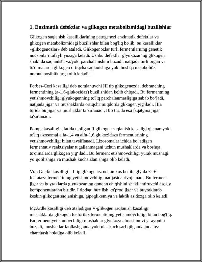 GLIKOGEN SAQLANISH KASALLIKLARNING PATOGENEZI 3