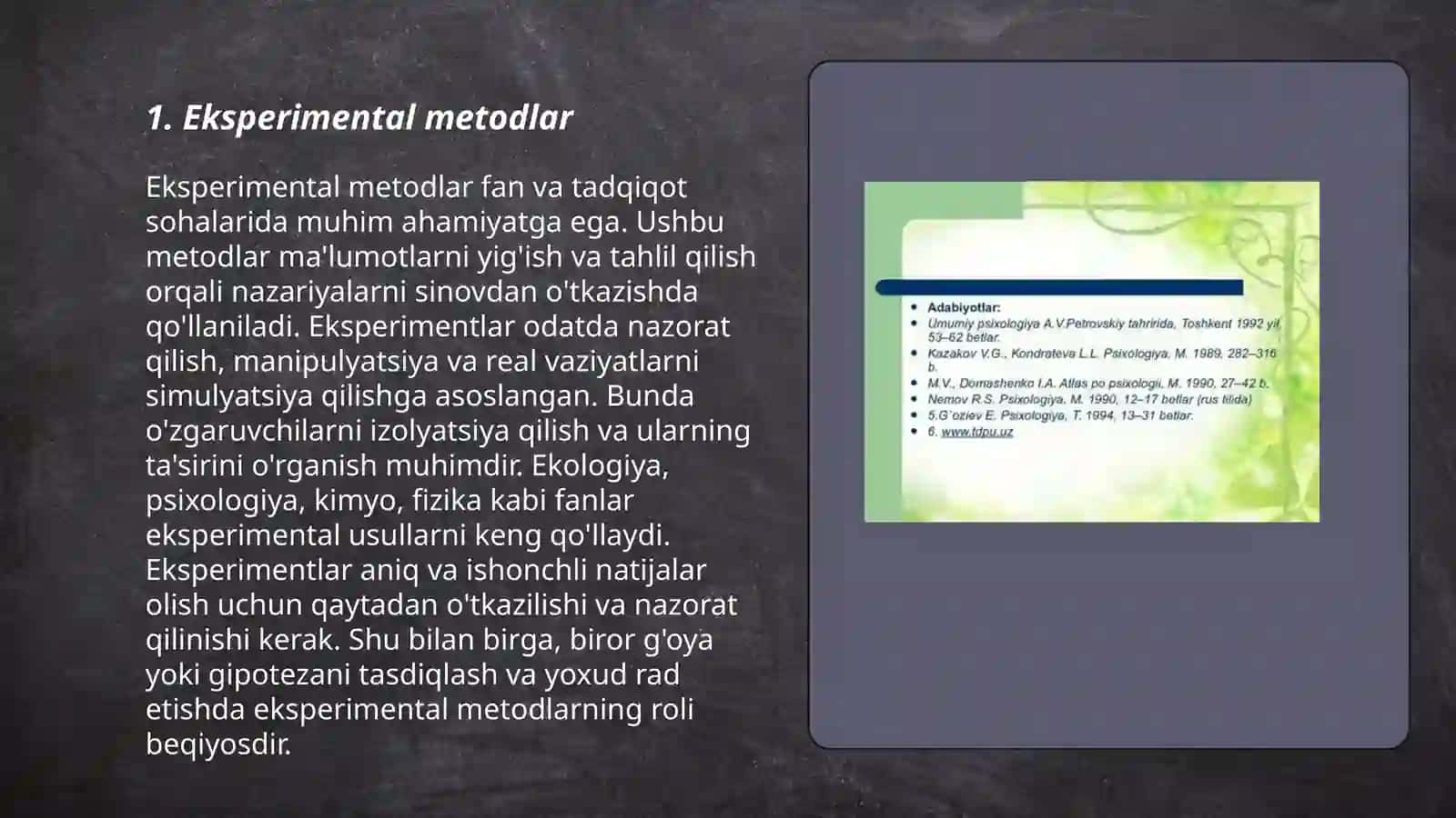 hozirgi zamon psixologiyasining tadqiqot metdolari 3