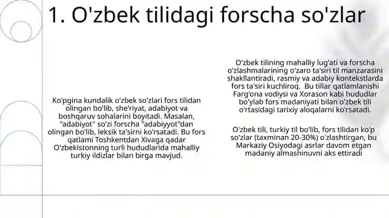 O'zbek tili leksikasida o'z va o'zlashgan qatlam 3