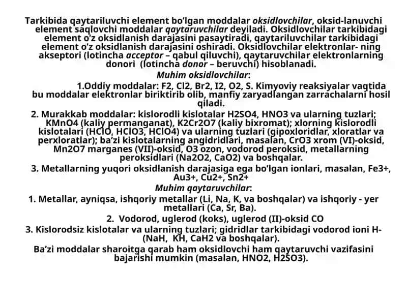 Оksidlаnish-qaytarilish reaksiyalаri 3