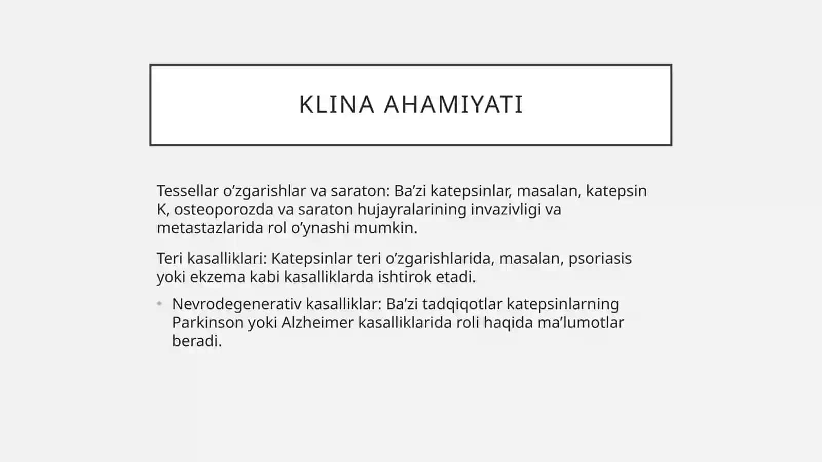 katepsinlar, ularni klinik ahamiyati 3