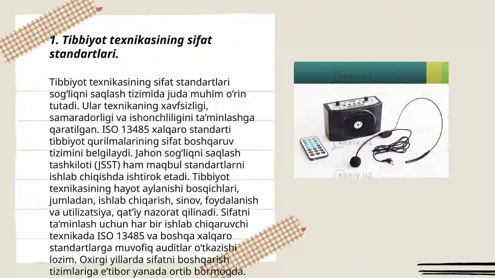 Tibbiyot texnikalarini sinash va servis hizmat koʻrsatishda qoʻyiladigan talablar 3