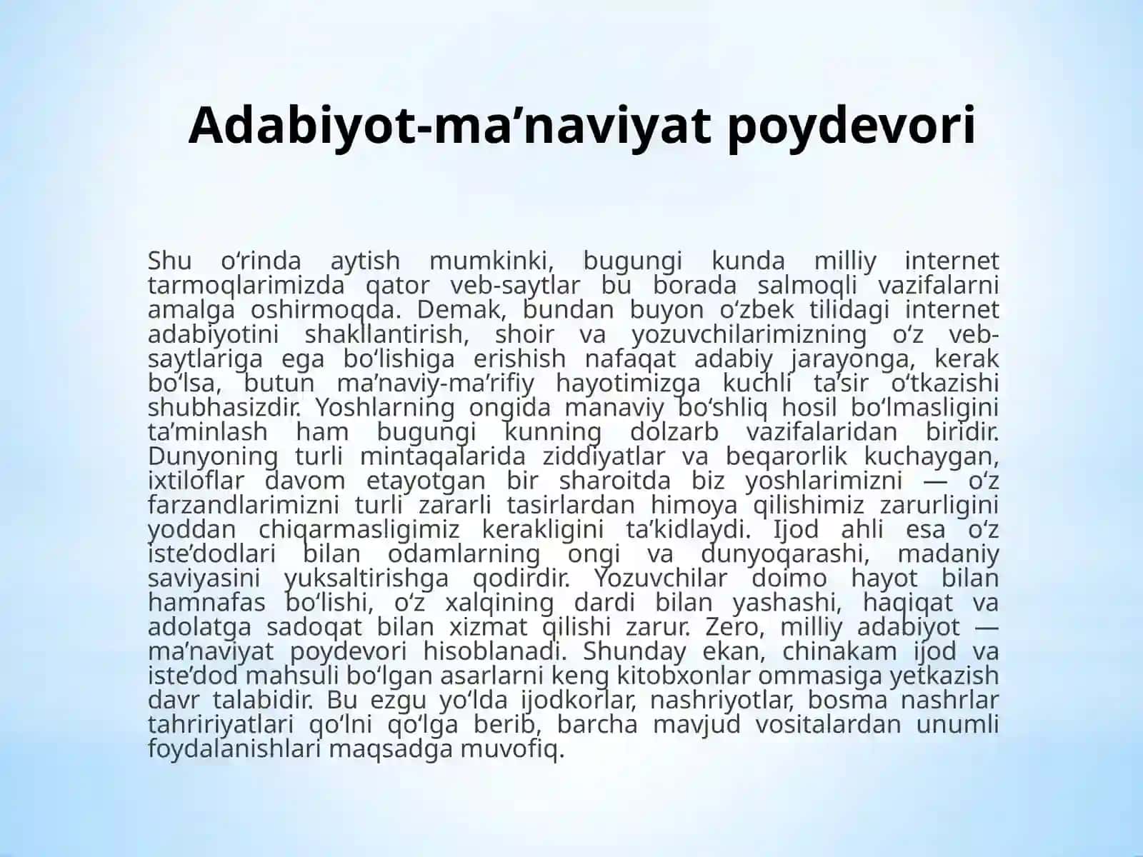 11-Mavzu.Adabiyot-ma’naviyatni yuksaltiruvchi manba. Abdulhamid Cho‘lpon hayoti va faoliyati. Nutq uslublari. Badiiy uslub 3