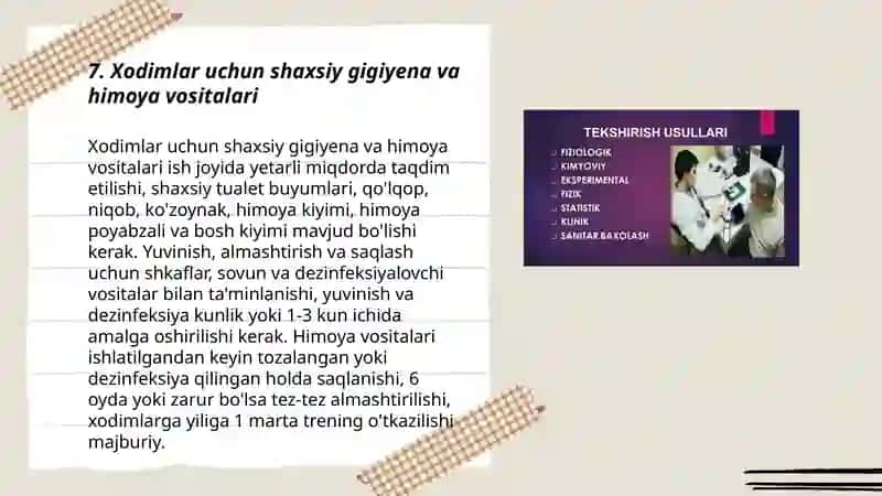 Mehnat sharoiti va rejimiga sanitariya talablari 3