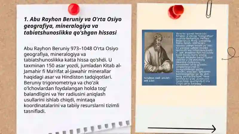 Abu Rayhon Beruniy va O'rta Osiyo geografiya, mineralogiya va tabiatshunoslikka qo'shgan hissasi 3