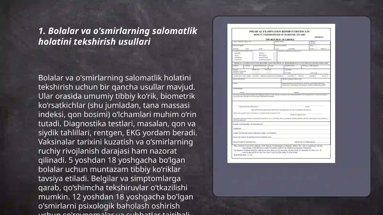 Bolalar va o’smirlarni salomatlik xolati va jismoniy rivojlanishini tekshirish usullari 3