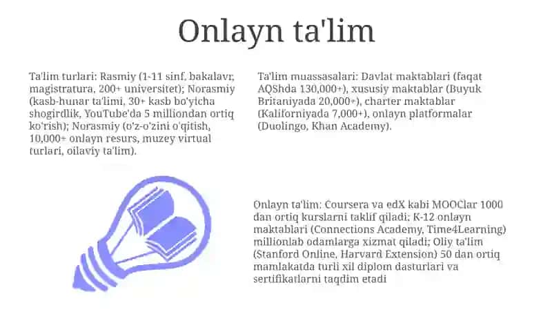 Talim turlari va taʼlimni tashkil etish shakllari 3