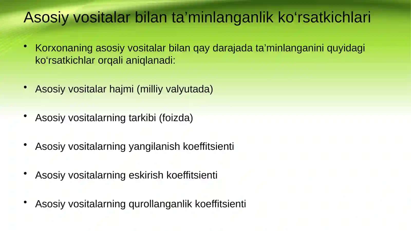 Asosiy vositalar bilan ta’minlanganlik va ulardan foydalanish samaradorligining statistik tahlili 3