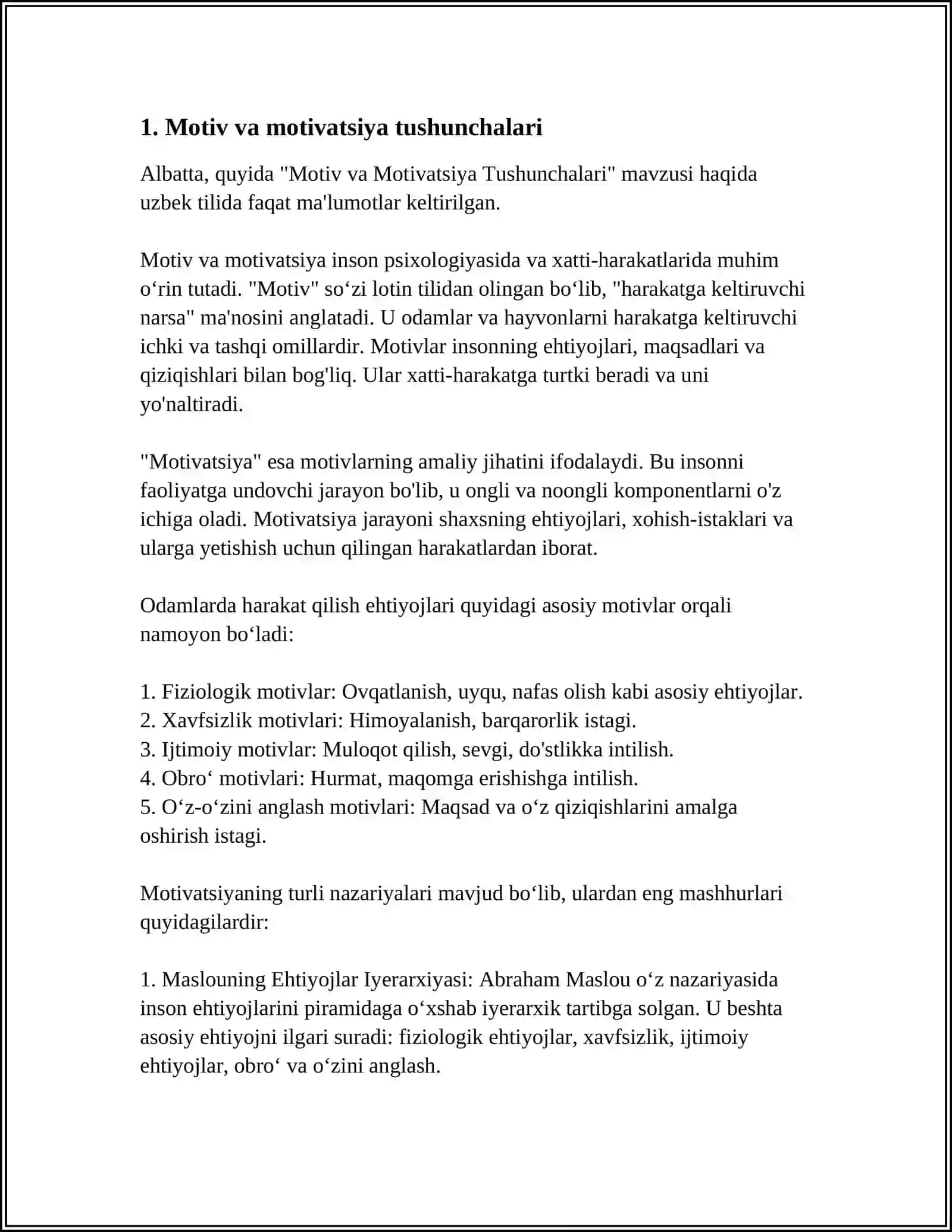 XORIJ PISIXALOGIYASIDA MOTIV VA MOTIVATSIYA MUAMMOSI 3