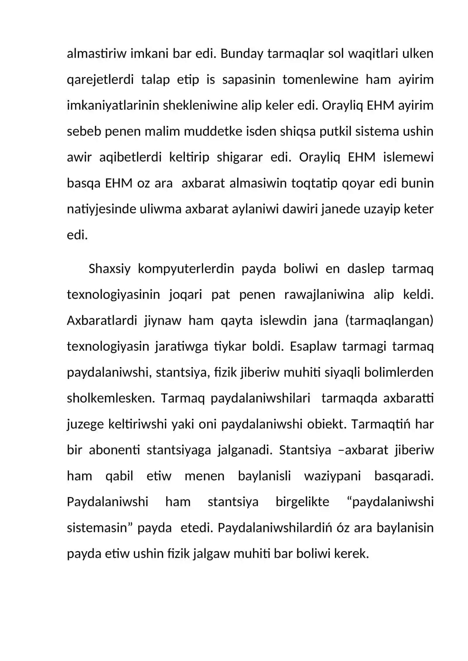 Axbarat texnologiyalari hám processlerin matematik modellestiriw páninen Ózbetinshe jumisi 3