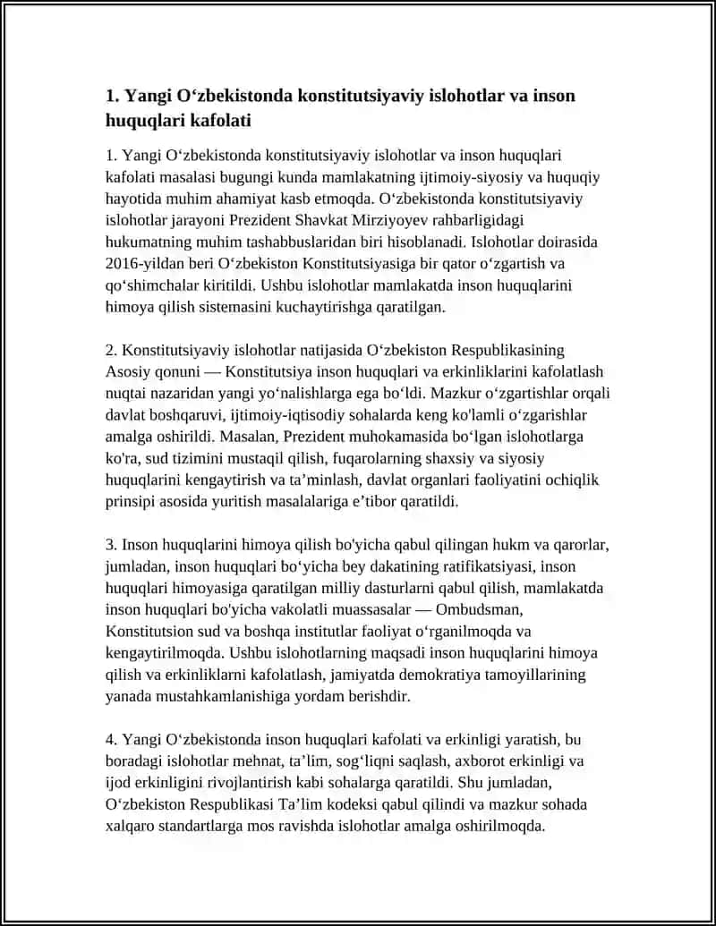 Yangi Özbekistonda Inson Haq-Huquqlari va Erkinligi Kafolatining Yaratilishi 3