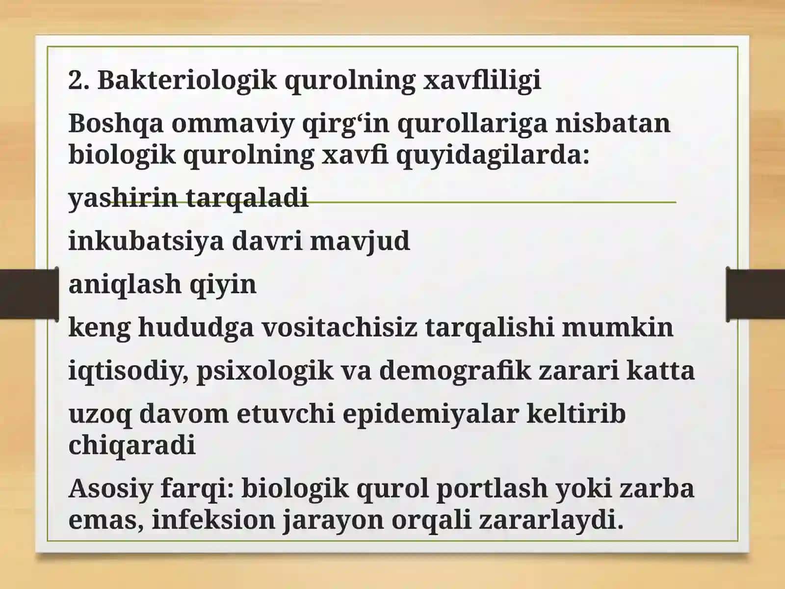 Bakteriologik qurolning jangovor jihatlari va tavsifi 3