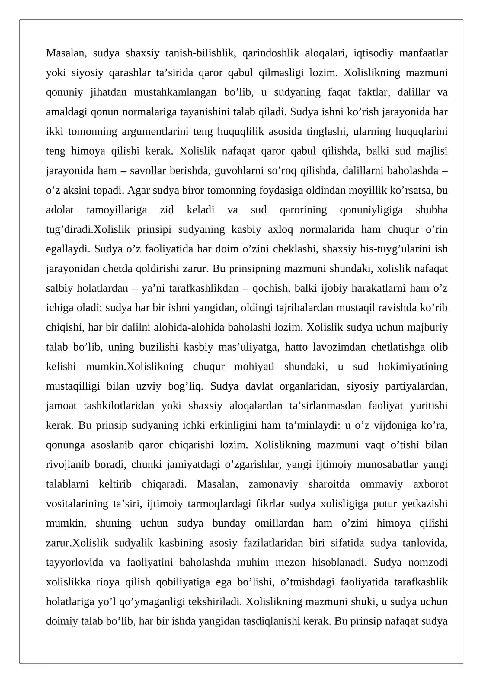 Sudyalik kasbida xolislik, adolatparvarlik, halollik prinsiplari 3