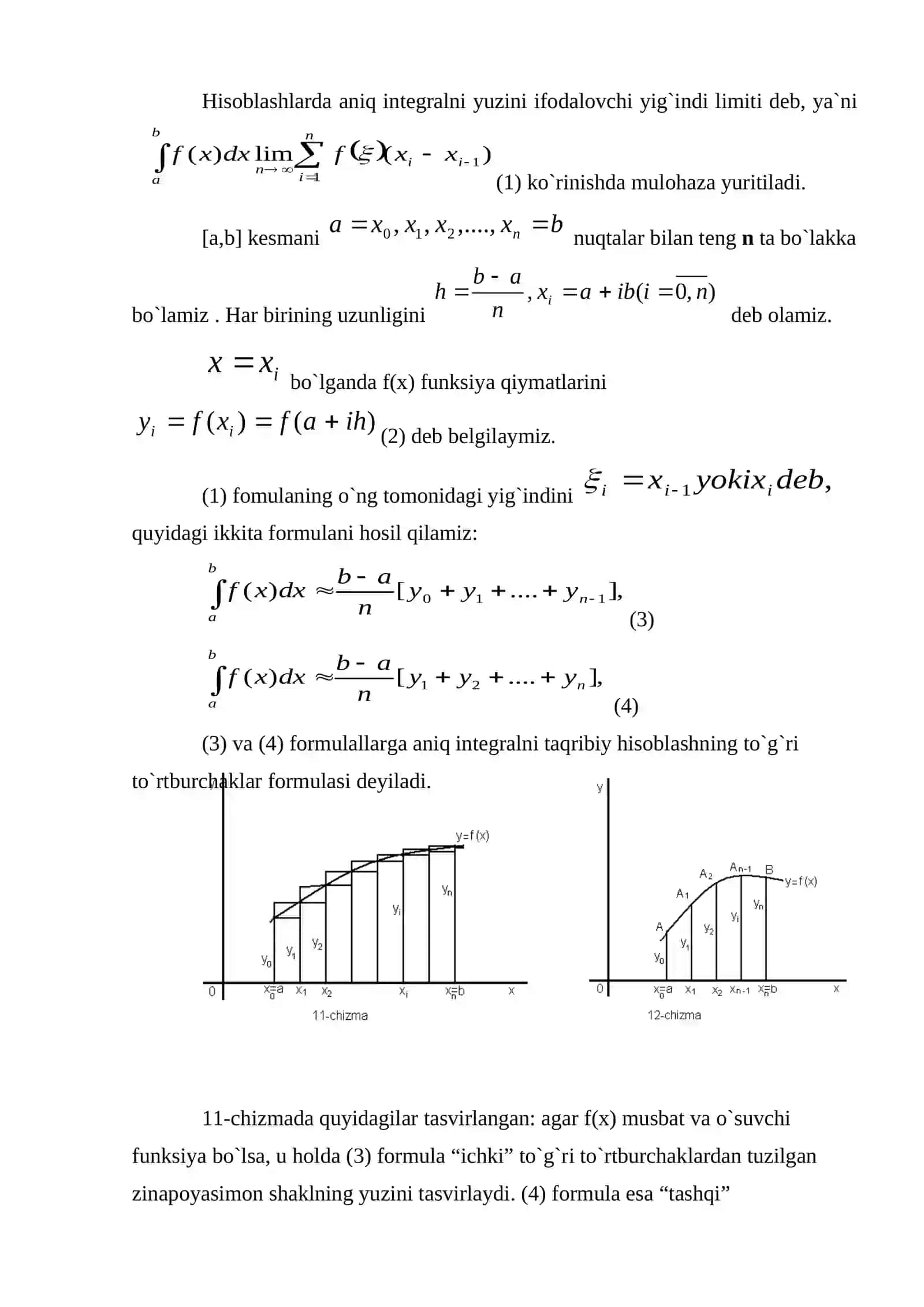 Aniq integralni taqribiy hisoblash 3