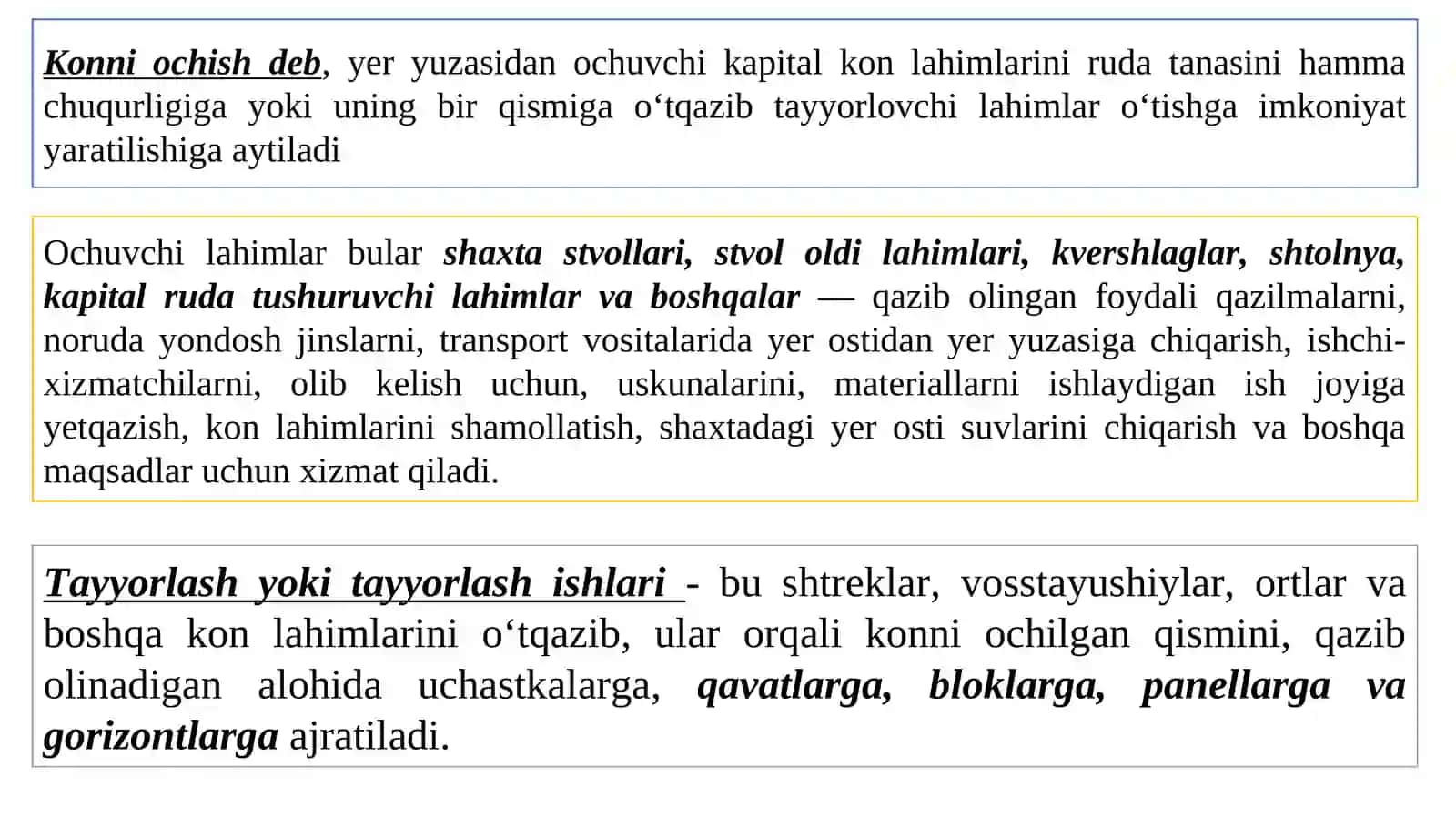 Qazib olish bosqichlari 3